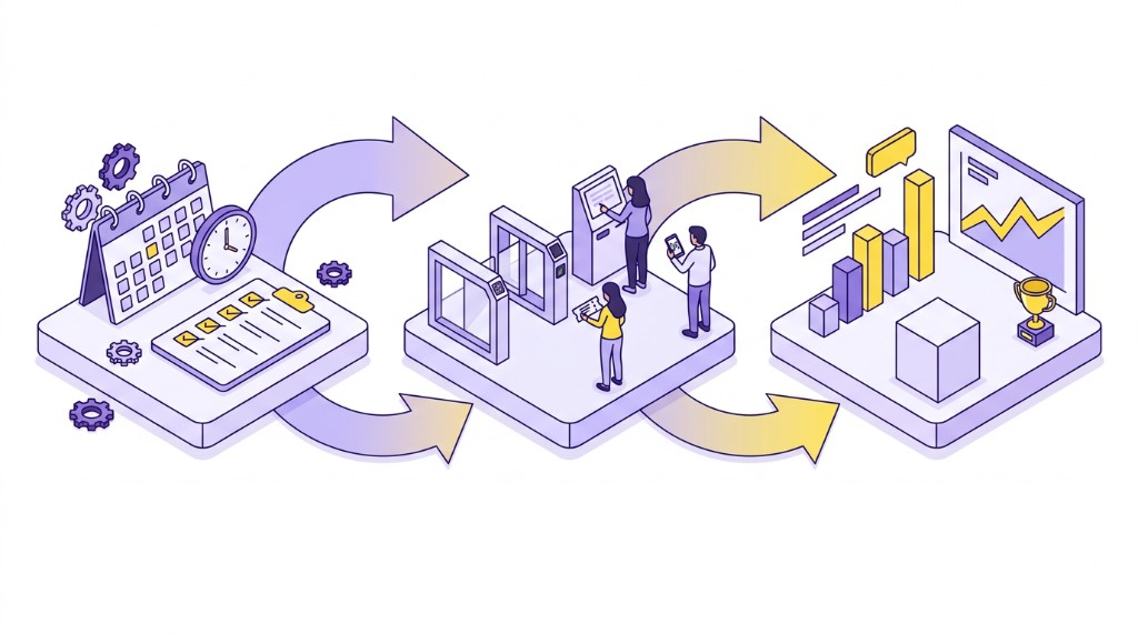 Illustration of the conference lifecycle and platform