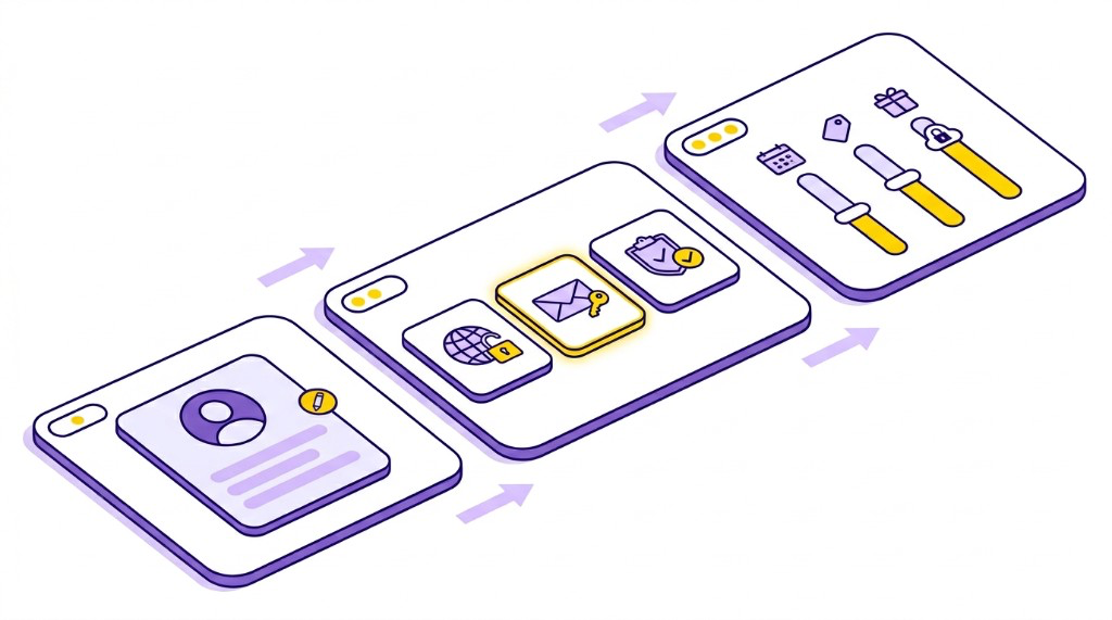 Illustration of profile setup, choosing how members sign up, and setting access levels