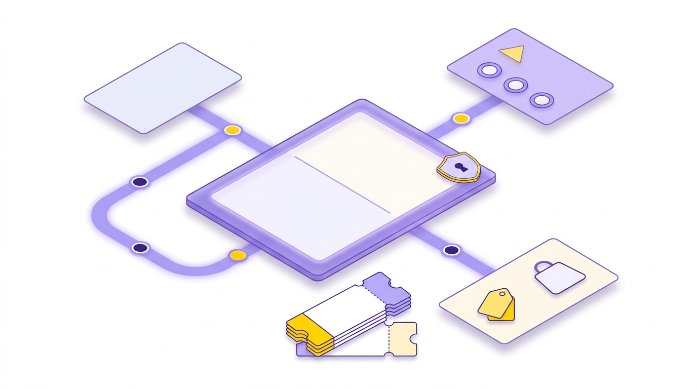Illustration of different visitor experiences connected by one booking and operations platform